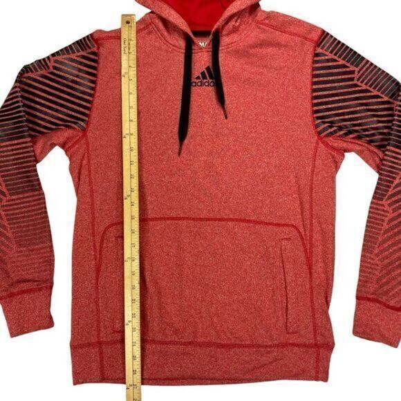 Adidas Ultimate Hoodie Mens Sz M Red Black Striped Climawarm Athletic Sweatshirt - Picture 13 of 16
